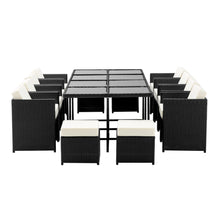 Load image into Gallery viewer, Gardeon Outdoor Dining Set 13 Piece Wicker Table Chairs Setting Black

