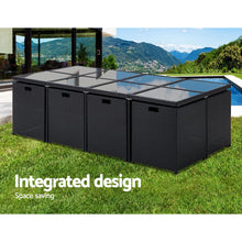 Load image into Gallery viewer, Gardeon Outdoor Dining Set 13 Piece Wicker Table Chairs Setting Black
