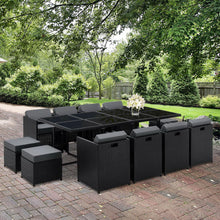 Load image into Gallery viewer, Gardeon Outdoor Dining Set 13 Piece Wicker Table Chairs Setting Black

