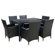 Load image into Gallery viewer, Gardeon Outdoor Dining Set 7 Piece Wicker Lounge Setting Black
