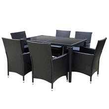 Load image into Gallery viewer, Gardeon Outdoor Dining Set 7 Piece Wicker Lounge Setting Black
