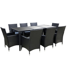 Load image into Gallery viewer, Gardeon Outdoor Dining Set 9 Piece Wicker Lounge Setting Black
