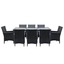 Load image into Gallery viewer, Gardeon Outdoor Dining Set 9 Piece Wicker Lounge Setting Black
