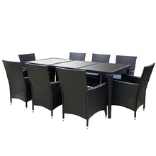 Load image into Gallery viewer, Gardeon Outdoor Dining Set 9 Piece Wicker Lounge Setting Black
