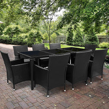 Load image into Gallery viewer, Gardeon Outdoor Dining Set 9 Piece Wicker Lounge Setting Black
