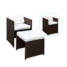 Load image into Gallery viewer, Gardeon 9 Piece Wicker Outdoor Dining Set - Brown &amp; White
