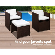 Load image into Gallery viewer, Gardeon 9 Piece Wicker Outdoor Dining Set - Brown &amp; White
