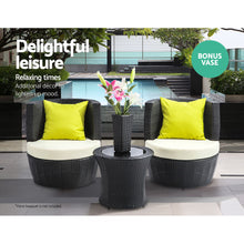 Load image into Gallery viewer, Gardeon 4 Piece PE Wicker Outdoor Set - Black
