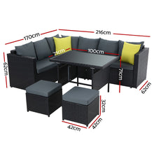 Load image into Gallery viewer, Gardeon Outdoor Dining Set Aluminum Table Chairs Wicker Setting Black
