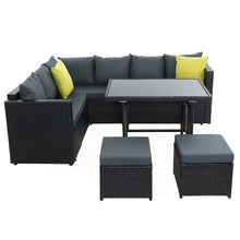 Load image into Gallery viewer, Gardeon Outdoor Dining Set Aluminum Table Chairs Wicker Setting Black
