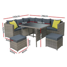 Load image into Gallery viewer, Gardeon Outdoor Dining Set Aluminum Table Chairs Wicker Setting Grey

