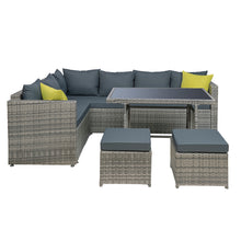 Load image into Gallery viewer, Gardeon Outdoor Dining Set Aluminum Table Chairs Wicker Setting Grey
