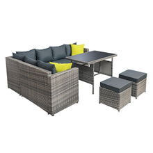 Load image into Gallery viewer, Gardeon Outdoor Dining Set Aluminum Table Chairs Wicker Setting Grey
