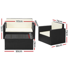 Load image into Gallery viewer, Gardeon 4 Piece Outdoor Wicker Furniture Set - Black
