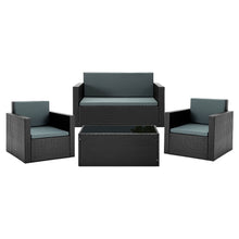 Load image into Gallery viewer, Gardeon 4 Piece Outdoor Wicker Furniture Set - Black

