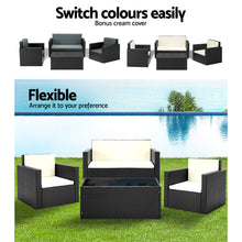 Load image into Gallery viewer, Gardeon 4 Piece Outdoor Wicker Furniture Set - Black
