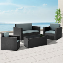 Load image into Gallery viewer, Gardeon 4 Piece Outdoor Wicker Furniture Set - Black
