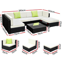 Load image into Gallery viewer, Gardeon 7-Piece Outdoor Sofa Set Wicker Couch Lounge Setting 6 Seater
