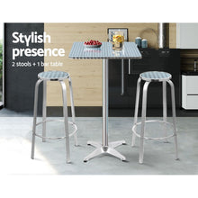 Load image into Gallery viewer, Gardeon 3-Piece Outdoor Bar Set Bistro Table Stools Adjustable Square Cafe
