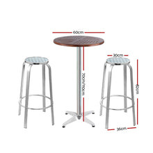 Load image into Gallery viewer, Gardeon 3-Piece Outdoor Bar Set Bistro Table Stools Adjustable Wooden Cafe
