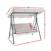 Load image into Gallery viewer, Gardeon Outdoor Swing Chair Garden Chair Bench Furniture Canopy 3 Seater Beige
