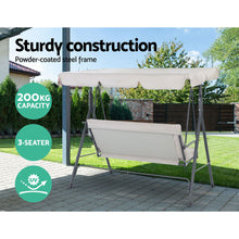 Load image into Gallery viewer, Gardeon Outdoor Swing Chair Garden Chair Bench Furniture Canopy 3 Seater Beige
