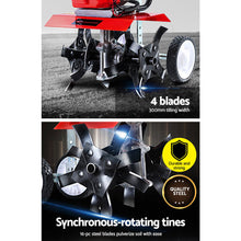 Load image into Gallery viewer, Giantz 72CC Tiller Garden Cultivator Rototiller 4 Blades Soil Plower Mini Rotary Hoe
