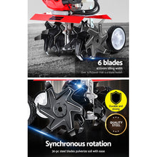 Load image into Gallery viewer, Giantz 72CC Tiller Garden Cultivator Rototiller 6 Blades Soil Plower Mini Rotary Hoe
