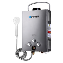 Load image into Gallery viewer, Devanti Portable Gas Water Heater 8L/Min LPG System Grey
