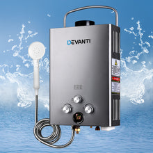 Load image into Gallery viewer, Devanti Portable Gas Water Heater 8L/Min LPG System Grey
