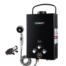 Load image into Gallery viewer, Devanti Portable Gas Water Heater 8L/Min With Pump LPG System Black
