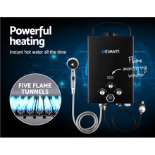 Load image into Gallery viewer, Devanti Portable Gas Water Heater 8L/Min With Pump LPG System Black
