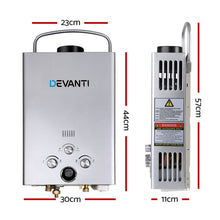 Load image into Gallery viewer, Devanti Outdoor Gas Water Heater Portable Camping Shower 12V Pump Silver
