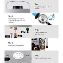Load image into Gallery viewer, Devanti Outdoor Gas Water Heater Portable Camping Shower 12V Pump Silver
