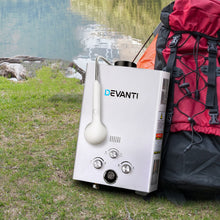 Load image into Gallery viewer, Devanti Outdoor Gas Water Heater Portable Camping Shower 12V Pump Silver
