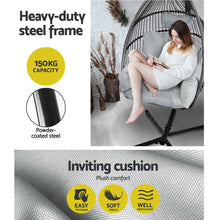 Load image into Gallery viewer, Gardeon Outdoor Egg Swing Chair Wicker Rope Furniture Pod Stand Cushion Grey
