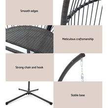 Load image into Gallery viewer, Gardeon Outdoor Egg Swing Chair Wicker Rope Furniture Pod Stand Cushion Grey
