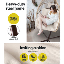 Load image into Gallery viewer, Gardeon Outdoor Egg Swing Chair Hanging Chair Wicker Rope Pod Stand Cushion Latte
