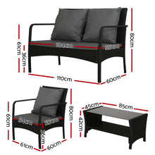 Load image into Gallery viewer, Gardeon Outdoor Sofa Set Lounge Setting Wicker Table and Chairs Garden Patio Furniture
