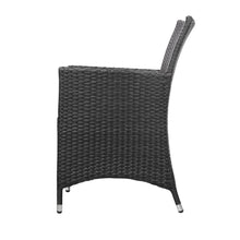 Load image into Gallery viewer, Gardeon 3PC Outdoor Bistro Set Patio Furniture Wicker Setting Chairs Table Cushion Black
