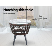 Load image into Gallery viewer, Gardeon 3PC Bistro Set Outdoor Furniture Rattan Table Chairs Patio Garden Cushion Brown
