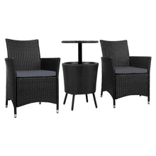Load image into Gallery viewer, Gardeon Outdoor Furniture Wicker Chairs Bar Table Cooler Ice Bucket Patio Coffee Bistro Set

