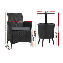 Load image into Gallery viewer, Gardeon Outdoor Furniture Wicker Chairs Bar Table Cooler Ice Bucket Patio Coffee Bistro Set

