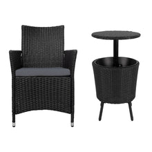 Load image into Gallery viewer, Gardeon Outdoor Furniture Wicker Chairs Bar Table Cooler Ice Bucket Patio Coffee Bistro Set
