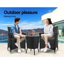 Load image into Gallery viewer, Gardeon Outdoor Furniture Wicker Chairs Bar Table Cooler Ice Bucket Patio Coffee Bistro Set
