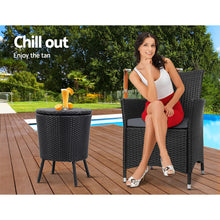 Load image into Gallery viewer, Gardeon Outdoor Furniture Wicker Chairs Bar Table Cooler Ice Bucket Patio Coffee Bistro Set
