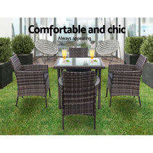 Load image into Gallery viewer, Outdoor Dining Set Patio Furniture Wicker Chairs Table Mixed Grey 5PCS
