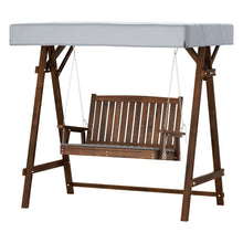 Load image into Gallery viewer, Gardeon Outdoor Wooden Swing Chair Garden Bench Canopy Cushion 2 Seater Charcoal

