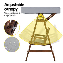Load image into Gallery viewer, Gardeon Outdoor Wooden Swing Chair Garden Bench Canopy Cushion 2 Seater Charcoal
