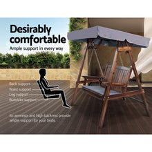 Load image into Gallery viewer, Gardeon Outdoor Wooden Swing Chair Garden Bench Canopy Cushion 2 Seater Charcoal
